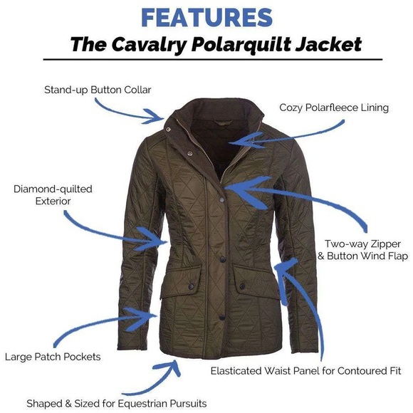 NWTs Barbour Cavalry Polarquilt Jacket. Olive. Size 4 US - Picture 10 of 11